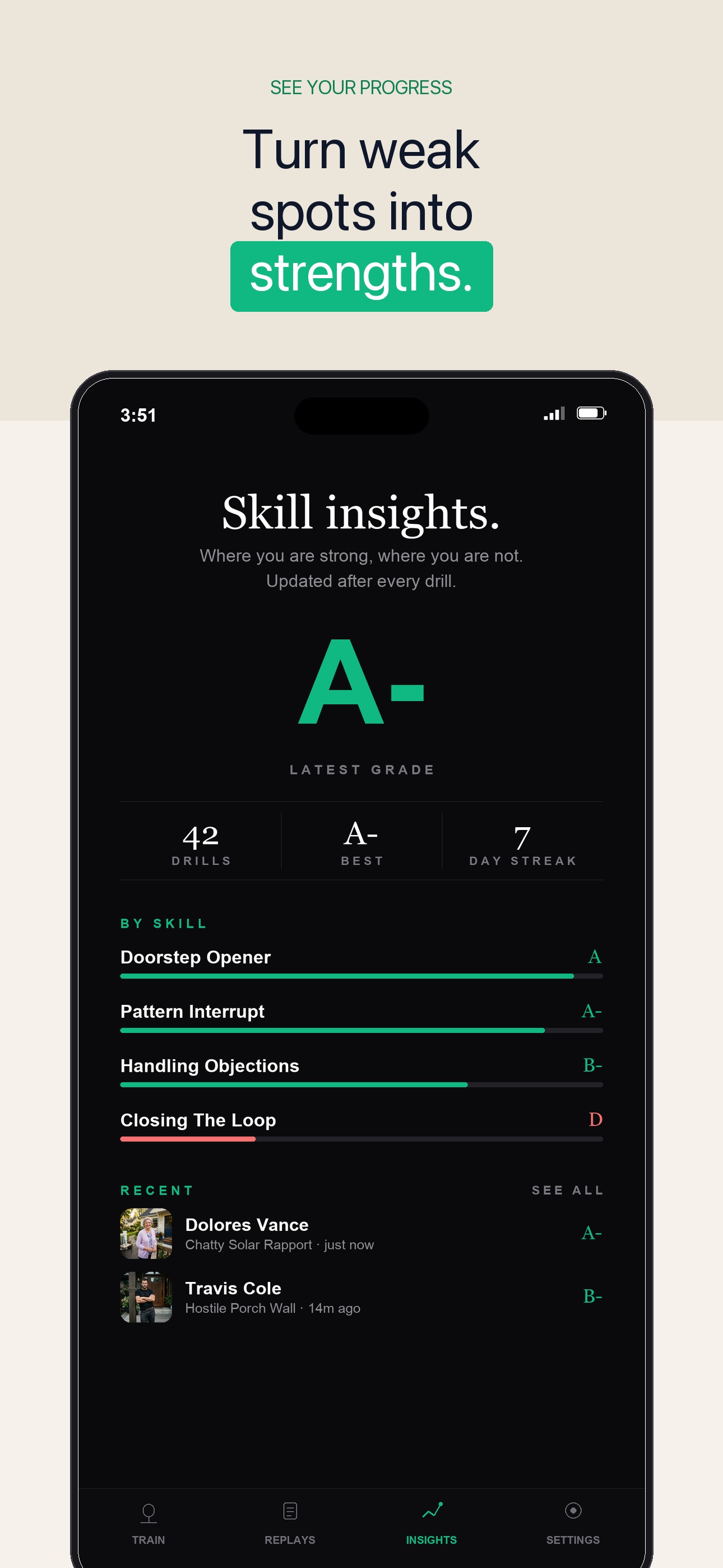 Skill insights and progress tracking